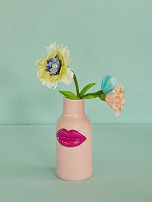 RICE - Wazon ceramiczny - fuksja usta małe