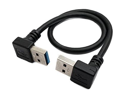 SYSTEM-S USB 3.0 kabel 30 cm type A stekker naar stekker hoek in zwart