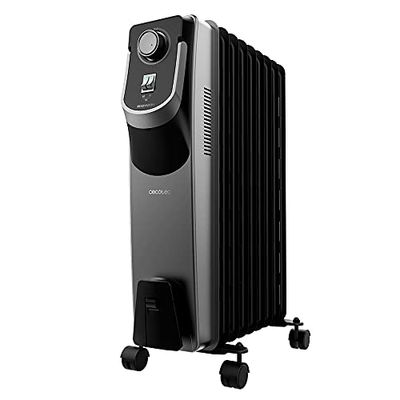 Cecotec Olieradiator ReadyWarm 9000 Space 360º Black. 2000 W, 9 Modules, 360º technologie met 3 vermogensniveaus, 22 m² dekking, Kabelcollector, Eenvoudige bediening, handvat, Wielen en dubbel veiligheidssysteem