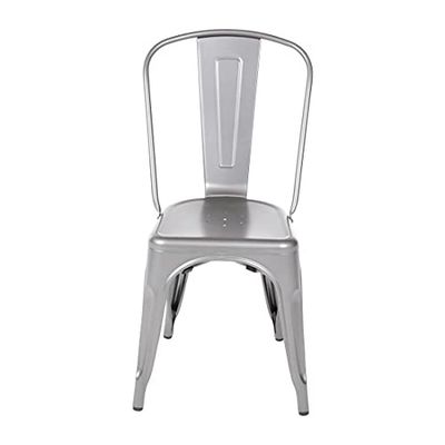 GL329 Bolero Bistro sillas laterales de acero, Metal gris (Pack de 4)