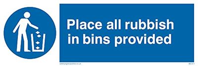 Pack of five - Place All Rubbish In Bins Provided Sign - 150x50mm - L15