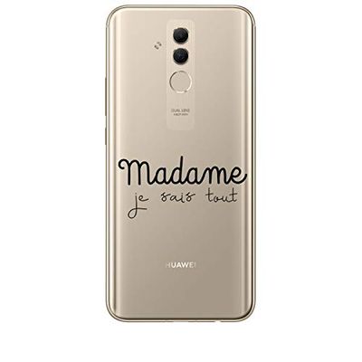 Zokko Beschermhoes voor Huawei Mate 20 Lite Madame Je Sais Alles – zacht, transparant, zwarte inkt