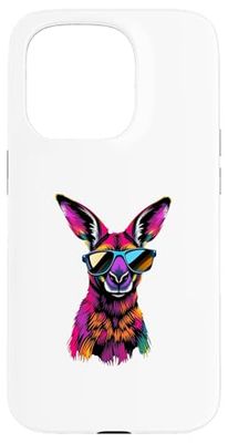 Canguro Indossare Occhiali Da Sole Divertente Animale Colorato Canguro Custodia per iPhone 15 Pro