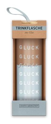 Grafik-Werkstatt Botella de cristal con texto divertido | con asa | 550 ml | Gluck Gluck Happy