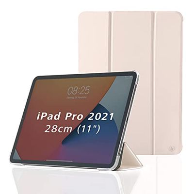 Hama iPad Pro 2020/2021 Case 11 inch (Flip Case for Apple Tablet, Case with Stand Function, Transparent Back, Magnetic Cover, Pink, Pink, iPad Pro 2021