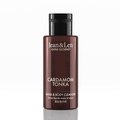 Jean & Len Mini Hand & Body Cleanser Cardamom & Tonka, per un'esperienza di pulizia profumata, sapone per il corpo e le mani, ideale per i viaggi, fragranza esotica e speziata, vegan, 50 ml