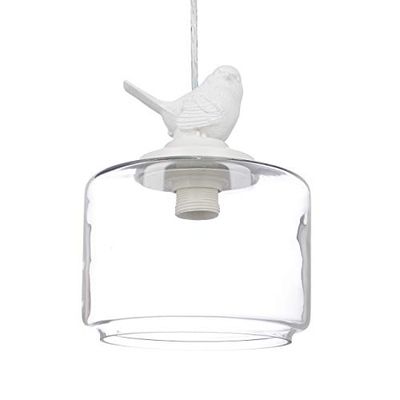 Relaxdays Candeeiro de teto, decorado com um pássaro, vintage, E27, transparente