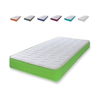 Extreme Comfort Cooltouch Colours Matelas Hybride en Mousse à mémoire de Forme et Ressorts internes avec Bordure Vert Corail 18 cm de Profondeur, 90 cm x 190 cm