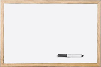 Alevar 3187 Whiteboard, droog afwasbaar, met houten frame en marker, 60 x 40 cm