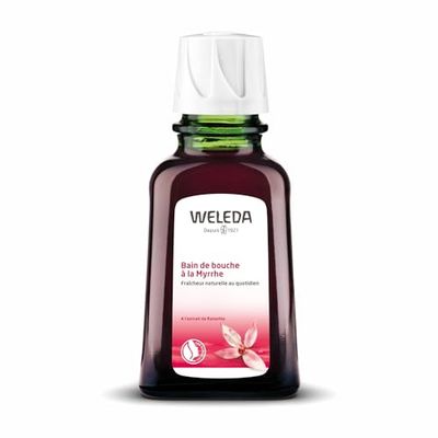 WELEDA - Bain de Bouche à la Myrrhe - Purifie et rafraîchit la cavité buccale - Tonifie et renforce les gencives - NATRUE* - 50 ml