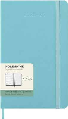 Moleskine Weekly Planner 2025-2026, Agenda Settimanale 18 Mesi Con Spazio per Note, Copertina Rigida e Chiusura Elastica, Formato Large 13 x 21 cm Colore Aquamarine