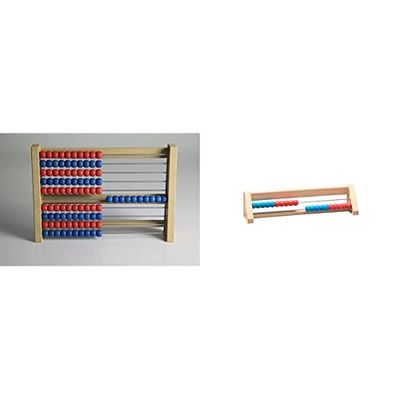 WISSNER® Aktiv lernen - 100s Abacus Rojo/Azul - RE-Wood® & Re Madera de 20 Pulgadas Abacus Estudiante