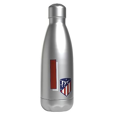 Atlético de Madrid - waterfles van roestvrij staal, hermetische sluiting, met rode letter I-ontwerp, 550 ml, metallic kleur, officieel product (CyP Brands)