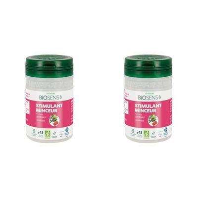 Biosens - Gélule végétale Stimulant Minceur - Artichaut et Guarana - Certifié Bio AB Vegan - Fabriqué en France - Actifs 100% Végétaux - Programme de 15 jours - 45 gélules (Lot de 2)