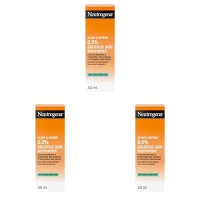 Neutrogena Clear and Defend Moisturiser, 50 ml (Pack of 3)