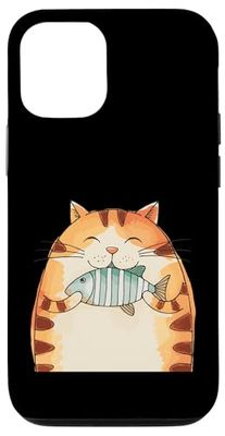 Smiling Cat Hugging Fish Fun Case for iPhone 12/12 Pro