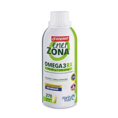 Enervit EnerZona Omega 3 RX, Sin Retrogusto, Certificado IFOS, Suplementos de Ácidos Grasos Omega 3 para Corazón, Vista y Cerebro, Cápsulas de Aceite de Pescado Omega 3, Sin Gluten, 270 Cápsulas de 1g