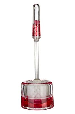 Premier Housewares Porte-Brosse WC en Acrylique avec cœurs flottants Transparent/Rouge 12 x 12 x 36 cm