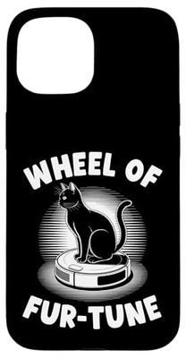 Wheel Of Fur-Tune Cat On Robot Vacuum Cleaner Cat Case for iPhone 15
