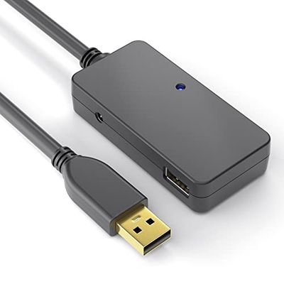 PureLink DS2200-120 USB 2.0 Actieve verlenging met 4-poorts USB-hub, voeding vanaf de USB-poort, geen voeding nodig, vergulde contacten, 12,0 m, zwart