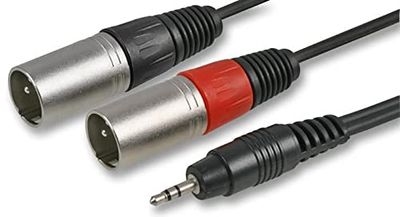 Pulse PLS00299 - Jack stereo da 3,5 mm a 2 connettori XLR a 3 pin, 1 m, colore: Nero
