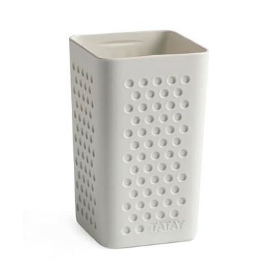 TATAY Bohol Tandenborstelbeker van polypropyleen, BPA-vrij, 100% gerecycled kunststof, wit, 6,5 x 6,5 x 11 cm