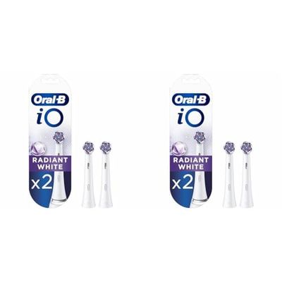 Oral-B iO Radiant White Testine Spazzolino Elettrico, Confezione da 4 Testine di Ricambio, Pulizia Sbiancante e Lucidante, Progettate per gli Spazzolini iO