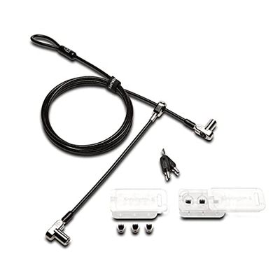 Kensington Cable de Seguridad con Llave 3-en-1, Candado con Doble Cabezal, Sistema de Protección Múltiple para 2 dispositivos, Ordenadores Portátiles, Monitores y otros (K63380WW)