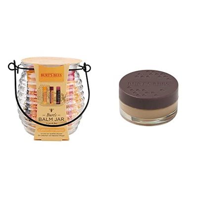 Set de regalo con bálsamo hidratante en tarro Burt's Bees con 1 bálsamo labial con cera de abejas original 100% natural + Tratamiento labial intensivo nocturno 100% natural