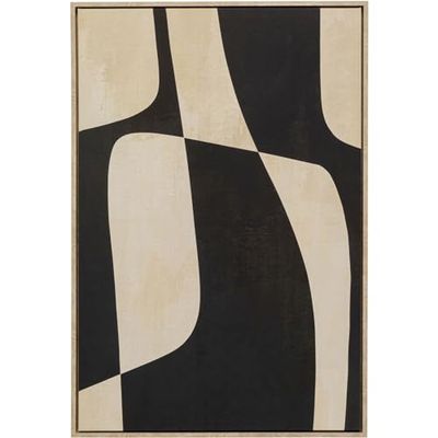 Kare Quadro su tela di design Classic Shape Blacky, nero/bianco, da parete verticale, per soggiorno, decorazione da parete, immagine, astratto, moderno, soggiorno, camera da letto, corridoio, 93 x 63