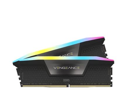 Corsair VENGEANCE RGB DDR5 32GB (2x16GB) 6000MHz C36 Skrivbordsminne (Dynamisk RGB-belysning över tio zoner, Integrerad spänningsreglering, Optimerat för Intel, Anpassade XMP 3.0-profiler) Svart