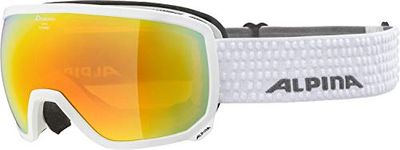 ALPINA Scarabeo Q-LITE - OTG Skibril met gespiegelde, contrastversterkende 100% uv-bescherming voor volwassenen, wit, eenheidsmaat