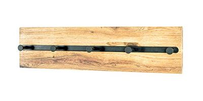 HAKU Möbel Wall coat rack, solid wood, oiled black oak, W 60 x D 6 x H 15 cm