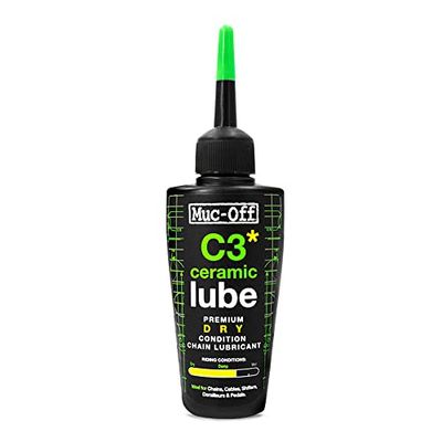 Muc-Off C3 Ceramic Wet Chain Lube, 50 ml - Grasso Ceramico per Catena di Alta Qualità, Lubrificante Catena Bici con Colorante Tracciante UV - Formulato per Climi Asciutti e Polverosi