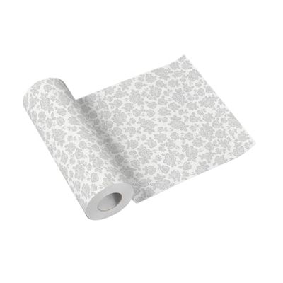 Premium Airlaid Table Runner 40 x 2400 cm Perforated Every 120 cm HoReCa Table Decoration Ornaments Silver Roses Texture of The Fabric The Table Decoration for Important Occasions.