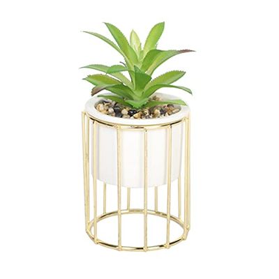 Sleepdown Halo Groen Blad Gouden Kooi Stand Kunstmatige Faux Plant Voor Thuiskantoor Badkamer Decor Indoor Decoratie Esthetiek