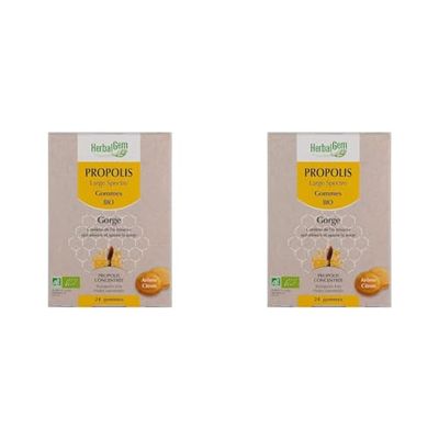 HerbalGem Propolis Large Spectre Gommes Bio 24 Gommes (Lot de 2)