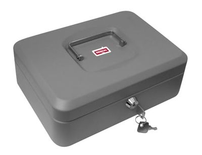 Reskal - Caja para monedas (metal 9 x 20 x 16 cm), color gris