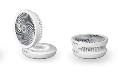 Macom Enjoy & Relax 990 Compact Ventilateur de Table sans Fil Rechargeable USB, diamètre 19 cm, Blanc