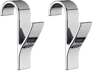 Wenko Gancio per radiatore rotondo, pratico set da 2, gancio per asciugamani, appendere in modo flessibile, per tutti i radiatori standard, in plastica, ciascuno 2,5x10,5x7cm, cromo (Confezione da 2)