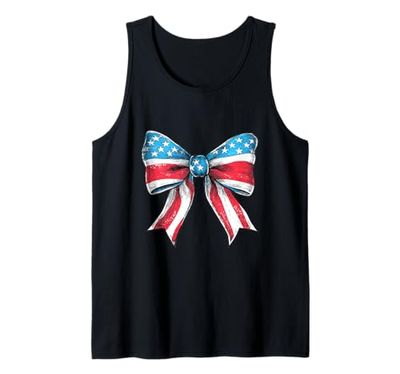 Coquette Bow Bandiera Americana 4 luglio Vintage Patriottica Canotta
