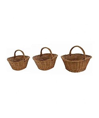 Vacchetti Cesto Vimini Europeo Giovanni Set 3 Pezzi Ovale, Multicolor, Medio