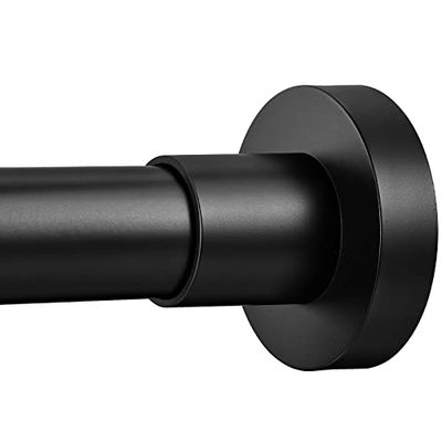 EBOATOP Asta per tenda da doccia, non arrugginisce, non si fora, antiscivolo, a molla, 109,2-185,4 cm, in acciaio inox, nero opaco
