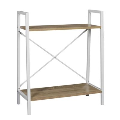 Home Deco Factory - HD7176 - Etagere Bois et Metal Blanc Meuble Rangement Industriel