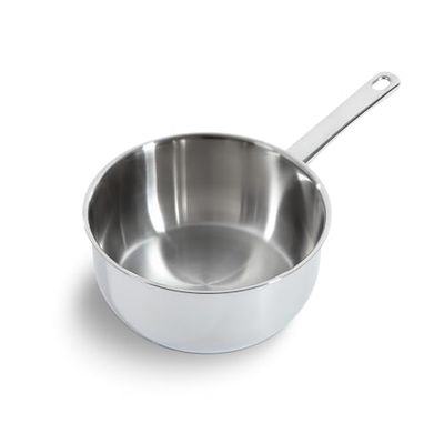 BK Bright Stainless Steel 20 cm Chef's Pan, Polished Exterior, Stay Cool Handle, Professional Cooking, Searing, Induction, Oven Safe up to 230°C, Metal Utensil Safe, Dishwasher Safe, Silver