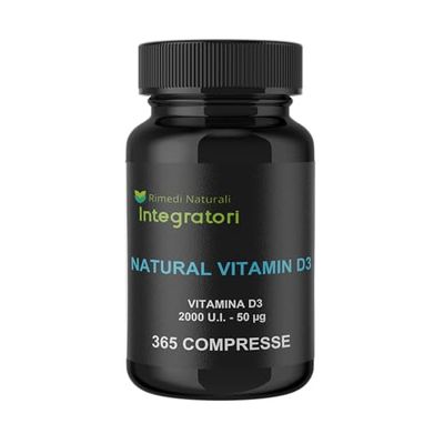 Vitamina D 2000 UI da Lichene - Adatto a Vegetariani 365 Compresse 50 mcg - Integratore per Rafforzare il Sistema Immunitario e le Ossa NATURAL VITAMIN D3