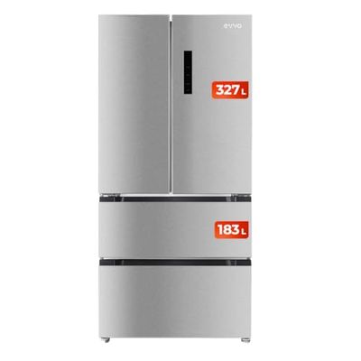 EVVO Frigorífico Francés, Total No Frost, Compresor Inverter, Capacidad frigorífico 356L y 203L Nevera, Elegante Display Integrado, Modelo: F80X (Acabado Inox)