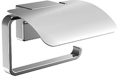 Emco Cue - Portacartaigienica Bagno da Parete Cromata con Coperchio, Porta Rotolo