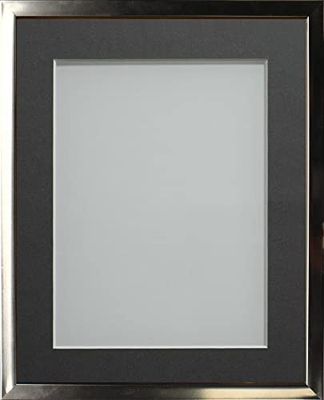 Frame Company Drayton Range Chrome Effect Photo Frame with Grey Mount, 10x8 for image size 7x5 inch