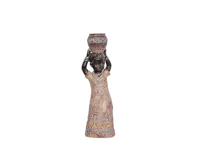 FIGURA RESINA NIÑA AFRICANA C/CANTARO